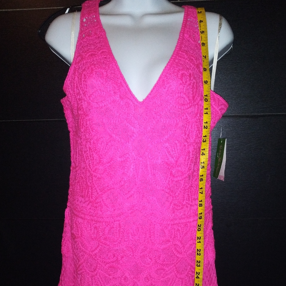 Lilly Pulitzer Pop Pink knitted crochet dress